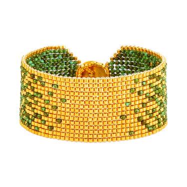 Brazalete Telar Dorado Medio Difuminado Turquesa T